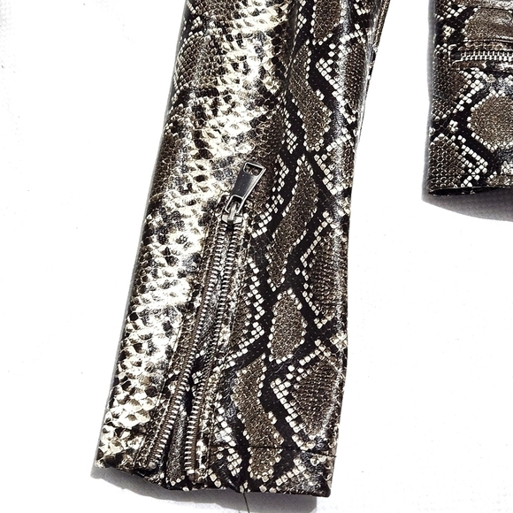 Erre DE RASO Faux Leather Snake Print Moto Jacket - Picture 7 of 11